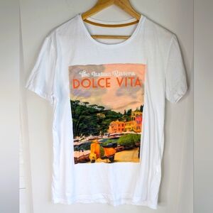 The Italian Riviera Dolce Vita Vinyard Painting White T Shirt Made in Italy XL